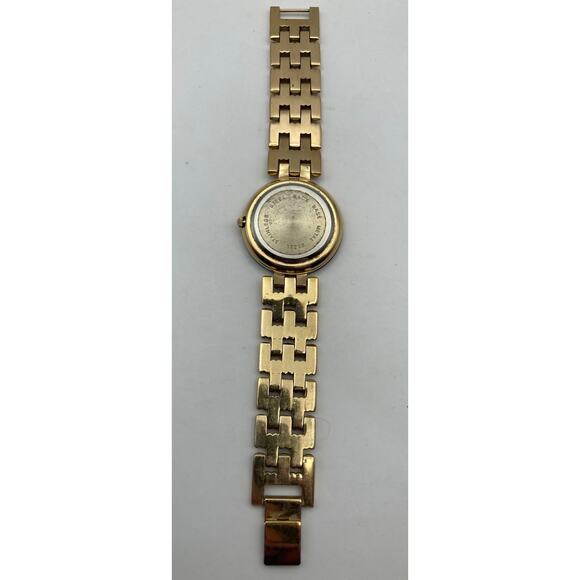 VTG Womens BENRUS Swiss Quartz Watch Black Gold New Battery Wrist 5" - Picture 4 of 5